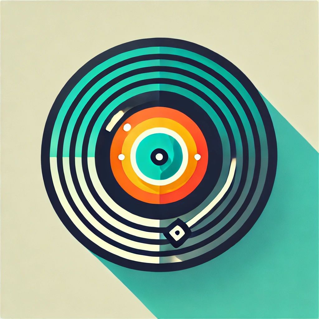 Archive icon graphic that combines a vinyl record and vault door.